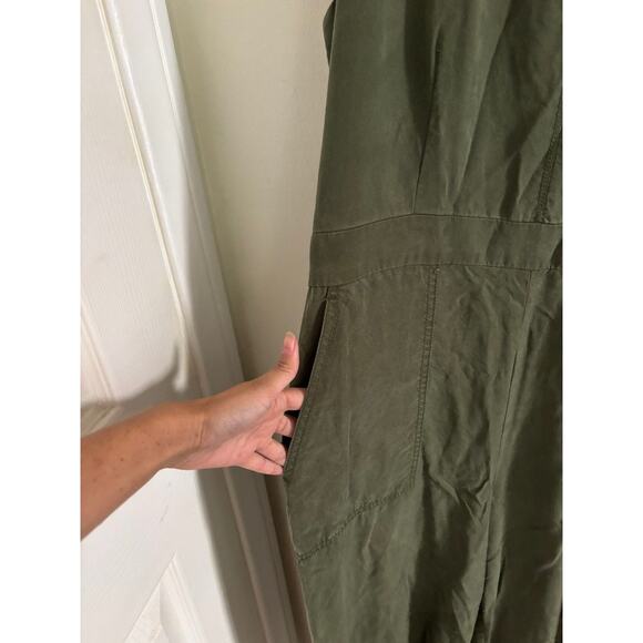 Banana Republic Jumpsuit Women's 6 Army Green Wide Leg Sleeveless Pockets - Picture 3 of 6